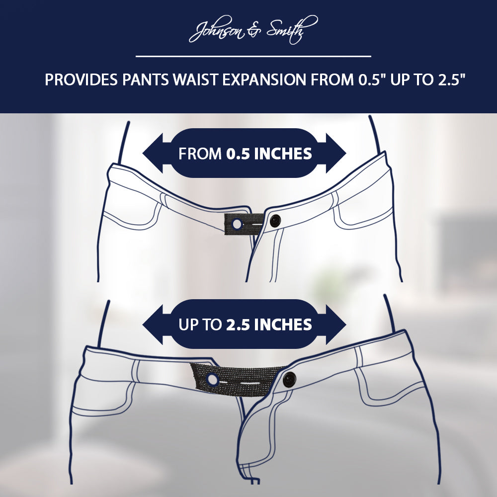 Elastic Pants Waist Extenders (6 Pack) - Black