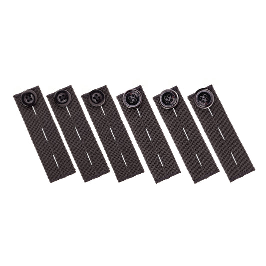 Elastic Pants Waist Extenders (6 Pack) - Black