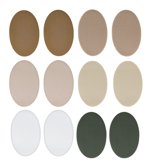 Iron On Patches (12 Piece) - Ovals - Khaki