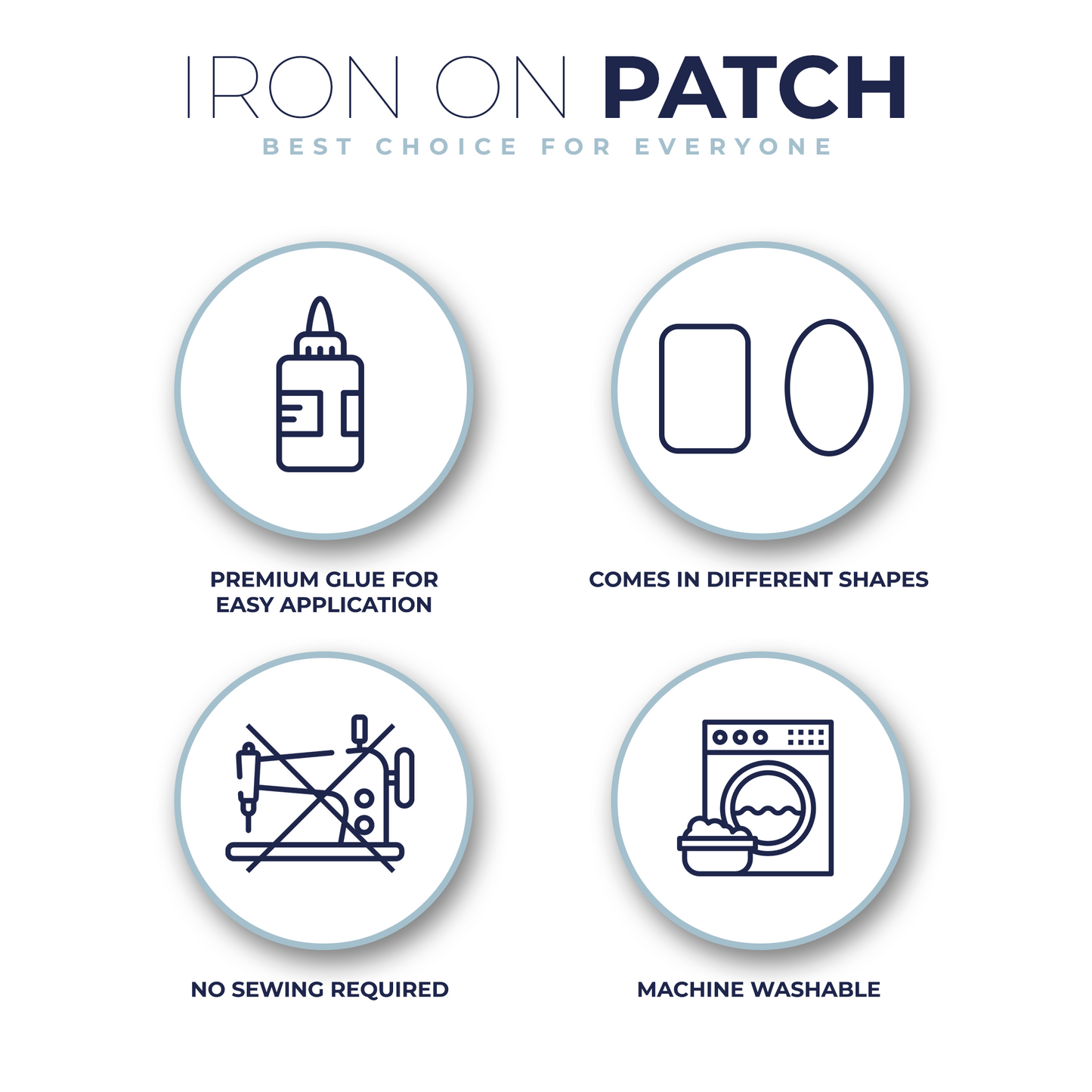 Iron On Patches (14 Piece) - White