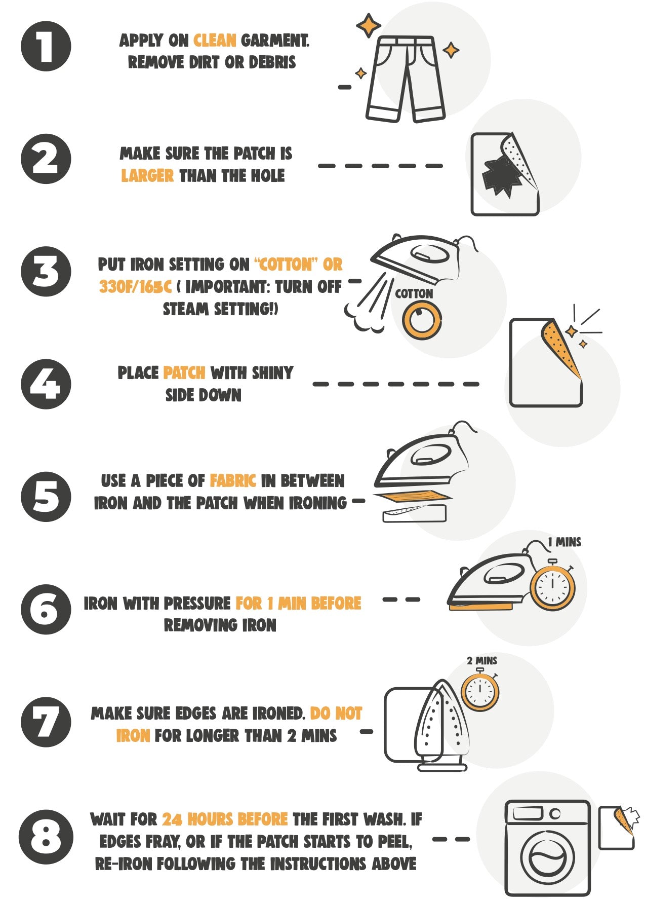 Iron On Patches (14 Piece) - Black