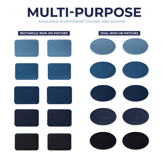 Iron On Patches (20 Piece) - Denim