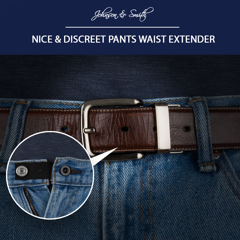 Johnson & Smith Elastic Pants Waist Extenders (6 Pack), Adjustable  Waistband Expanders for Men and Women, Jeans Pants Button Extender Set  (Black)
