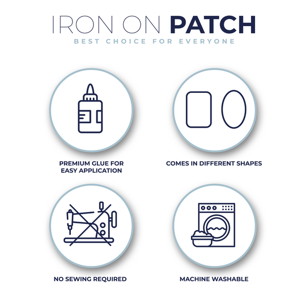 2022-Iron On Patches - 14-Piece Oval White