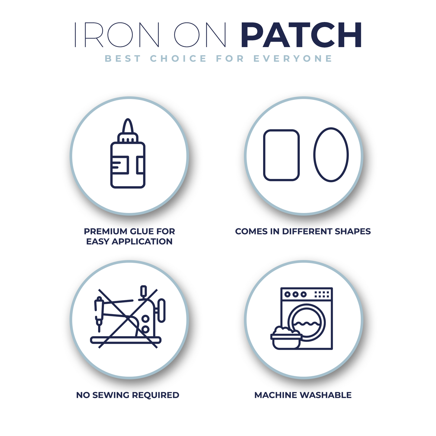 Iron On Patches (20 Piece) - Denim